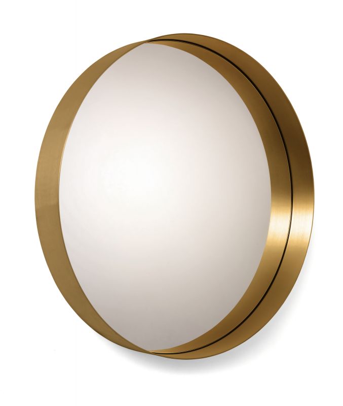 Cypris Spiegel: Runder Wandspiegel von Classicon mit Rahmen aus Messing natur.